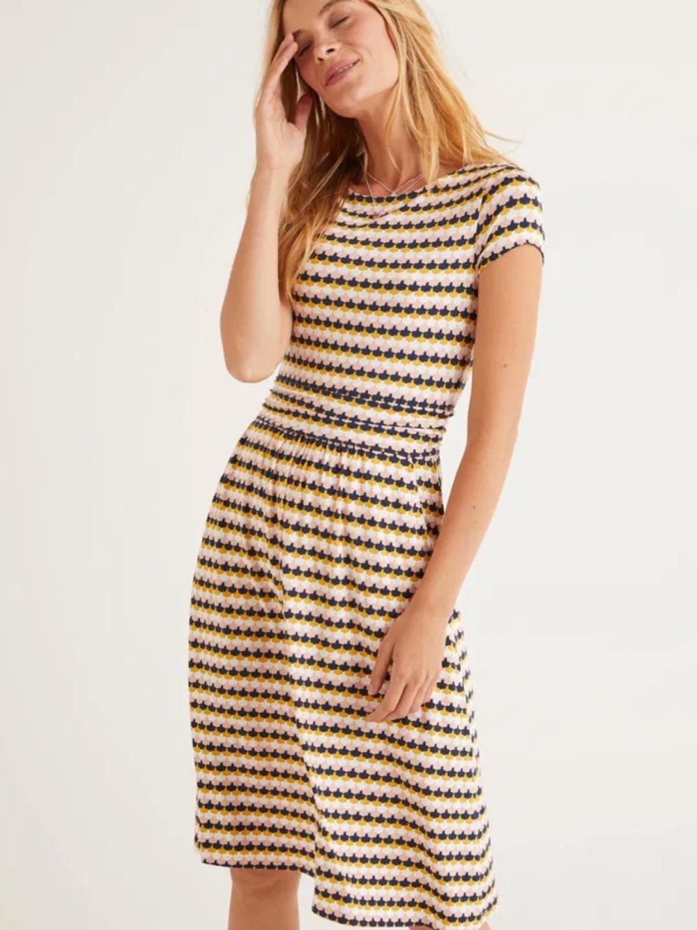 BOGO! Boden Amelie Jersey Dress in Tuscan Sun Scallop Petal Print 6 - Picture 10 of 10